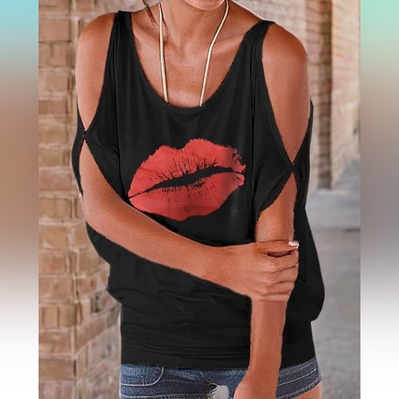 💋Shoulder O-Neck Short Sleeve Loose Fit Tops💋SZ S💋NWOT - Picture 3 of 11